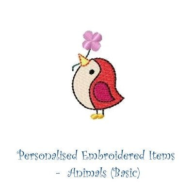 Personalised Embroidered Items - Animals (Basic)